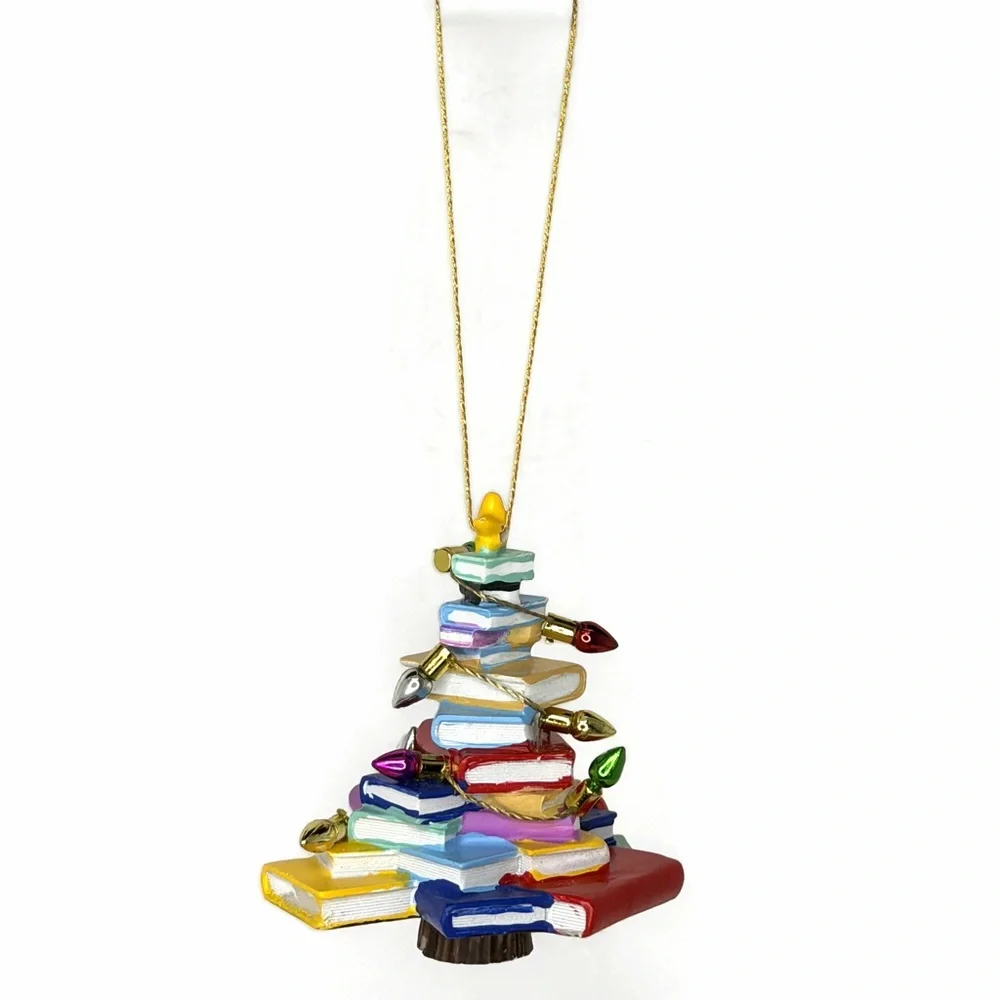 Colorful Stacked Books Christmas Tree Ornament
